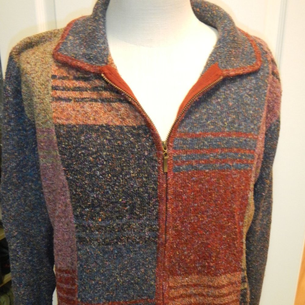 Multi-Color Block, Zip Front Sweater - image 1